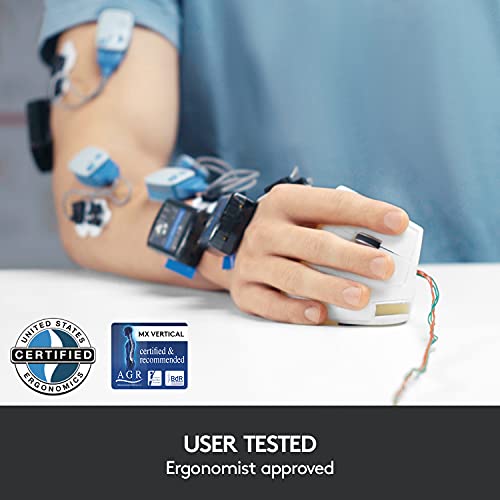 Logitech MX Vertical Mouse Inalámbrico Ergonómico, Multi-Ordenador, 2,4 GHz/Bluetooth con Receptor Unifying USB, Seguimiento Óptico 4000 DPI, 4 Botones, Carga Rápida, Portátil/PC/Mac/iPad OS - Negro