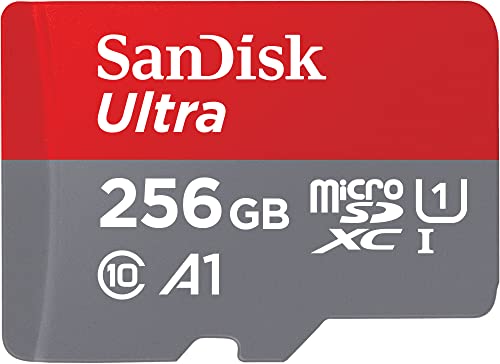 SanDisk Tarjeta de Memoria ultraAndroid microSDXC UHS-I de 256 GB + Adaptador (para Smartphones y tabletas, A1, Clase 10, U1, vídeo Full HD, hasta 150 MB/s de Velocidad de Lectura)