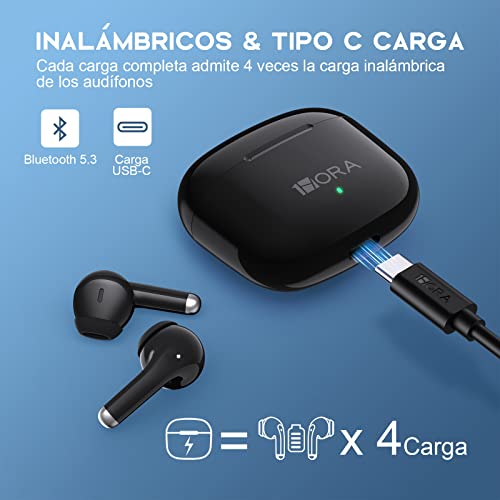 1 Hora Audifonos Inalambricos Bluetooth 5.1, Auriculares Inalámbricos In-Ear Audífonos Bluetooth con Micrófono Compatible con iPhone 14 13 12 Pro MAX Samsung Galaxy S20/A23/A52/A53 Xiaomi Huawei