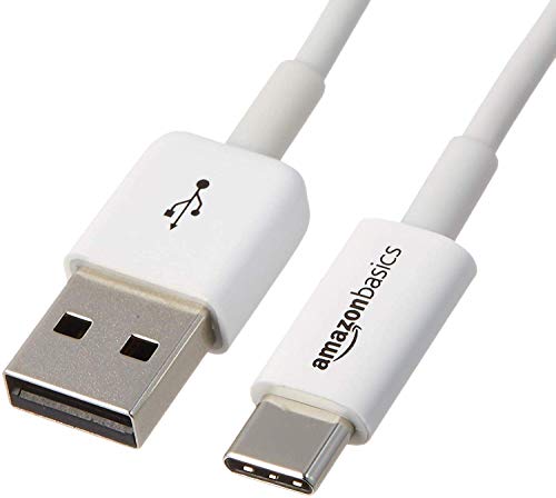 Amazon Basics - Cable de carga USB tipo C a USB-A 2.0 macho, 6 pies (1.8 metros), blanco, portátil
