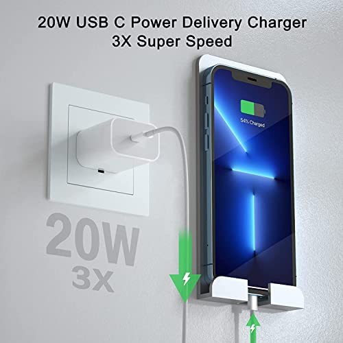 20w Cargador Original para iPhone de 20w de 4A, Carga Ultra Rapida (Certificado Apple Mfi) Cubo con Cable de 1m. Tipo C. Compatible con iPhone y iPad OEM