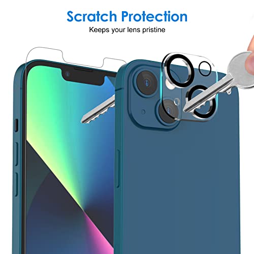 JETech Protector Pantalla para iPhone 13 6,1 Pulgadas, con Protector Lente de Cámara (No para iPhone 13 Pro), Herramienta de Fácil Instalación, Mica de Cristal Vidrio Templado, 2 Paquetes Cada Uno