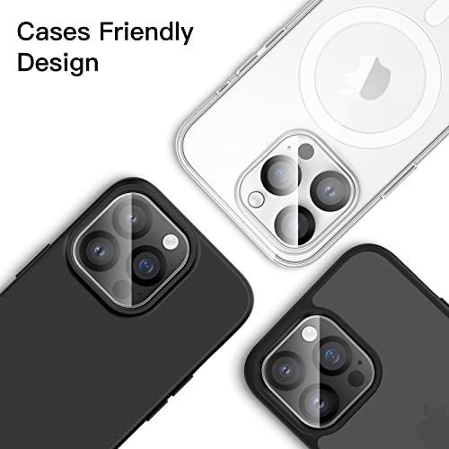 JETech Protector Lente de Cámara para iPhone 14 Pro 6,1 Pulgadas y iPhone 14 Pro Max 6,7 Pulgadas, Mica de Cristal Vidrio Templado 9H, Antiarañazos, Ultra HD Transparente, 3 Unidades