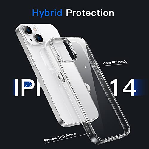 JETech Funda para iPhone 14 6,1 Pulgadas, Anti-Amarillo Antigolpes Carcasa, Antiarañazos Respaldo Transparente (Transparente)