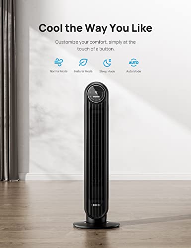 Dreo 36'' Nomad One Tower Fan with Remote, 24ft/s Velocity Quiet Cooling Fan, 90° Oscillating Fan with 4 Speeds, 4 Modes, 8H Timer, Bladeless Fan, Standing Floor Fans, Black, (DR-HTF007)