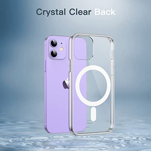 JETech Funda Magnética para iPhone 12/12 Pro 6,1 Pulgadas Compatible con MagSafe Carga Inalámbrica, Carcasa Antigolpes, Parte Trasera Transparente Anti-Arañazos (Transparente)