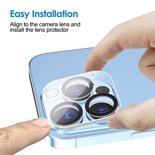 JETech Protector Lente de Cámara para iPhone 13 Pro Max 6,7 Pulgadas y iPhone 13 Pro 6,1 Pulgadas, Mica de Cristal Vidrio Templado Pantalla 9H, HD Transparente, Antiarañazos, 3 Unidades