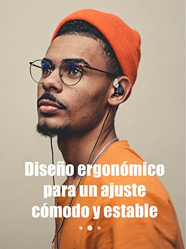 Auriculares intraurales con cable, Colorful Hybrid monitores intraurales, auriculares HiFi de graves profundos con cables desmontables con pin B, auriculares aislantes de ruido (micrófono) (Negro)