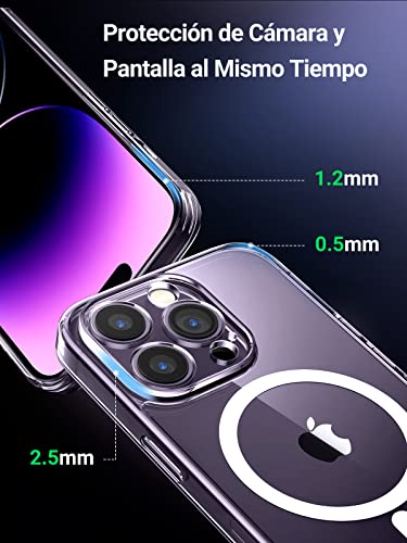 UGREEN Funda Magsafe para iPhone 14 Pro MAX 6,7 Pulgadas, iPhone Case Magnética Ultra Delgado con Protector de Bolsa de Aire, Carcasa Anti-Caída de Carga Inalambrica (Transparente)
