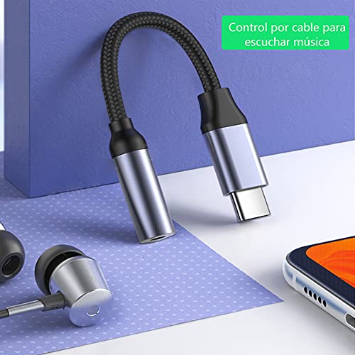 Adaptador USB C a 3,5 mm, Cable USB Tipo C a Audio 3.5mm Adaptador de Auriculares para Huawei P30/ P30 Pro/ P20 Pro/Mate20 Pro, Samsung S20 Ultra Note 10 Plus, Pixel 3 4XL, iPad Pro 11 2020 (Grey)