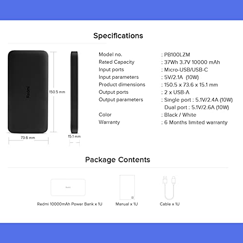 Batería Portátil 1 Hora De Carga Rápida Salida Tipo C 4500mah