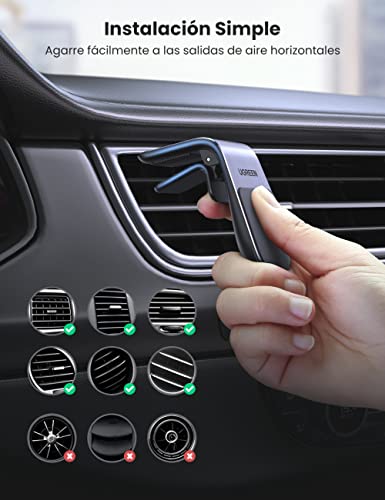 UGREEN Soporte Celular Auto Magnético, Mini Porta Celular para Auto Iman para Ventilación, Base Celular Auto Compatible con Celulares 4.7''-7.2'' como iPhone 14 13 12 Pro Max X, Galaxy S23 Ultra, S23, S22 Ultra, Redmi