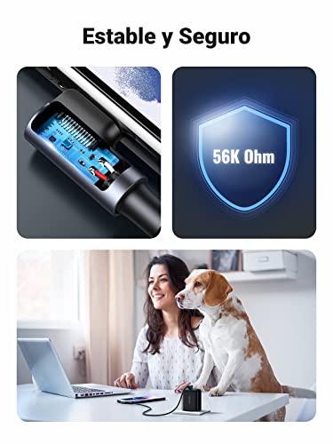 UGREEN Cable USB Tipo C 2 90 Grados, USB C Cable Carga Rápida Nylon Trenzado Compatible con PlayStation5 Samsung S10 S10E S9 S8 Plus Note, Xiaomi, Huawei P10, LG, HTC, Motorola, Sony y Tableta (0.5m)