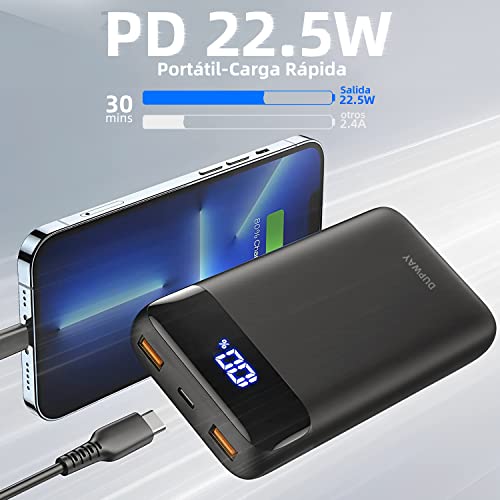 Cargador portátil de 10000 mAh, pequeño banco de energía de 22.5 W, carga  rápida, paquete de batería externa transparente, entrada y salida, cargador