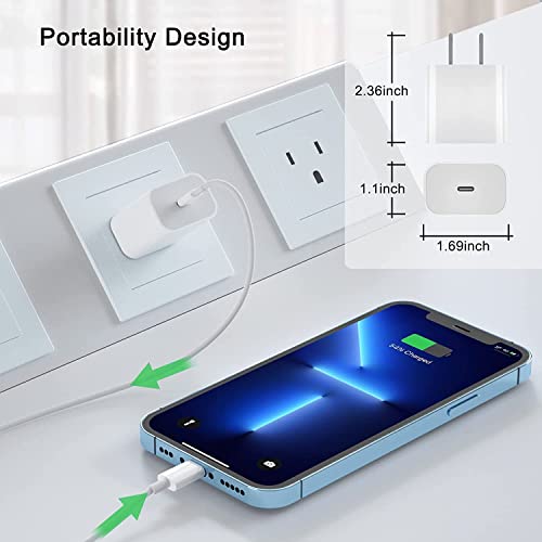 20W Cargador USB C con Cable a Light-ing 1 M, Tipo C Cargador Carga Rapido Power Delivery 3.0 Enchufe USB C Cargador Rápido Adaptador Compatible con Phone 13/12/ SE 2020/11/ X/Pad