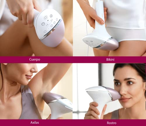 Philips Lumea Prestige Depiladora IPL, Tecnología Sense IQ, Luz Pulsada, con cable, 4 Cabezales Inteligentes (Cuerpo, Bikini, Axilas y Cara) y SmartSkin Sensor, incluye un Recortador Precisión