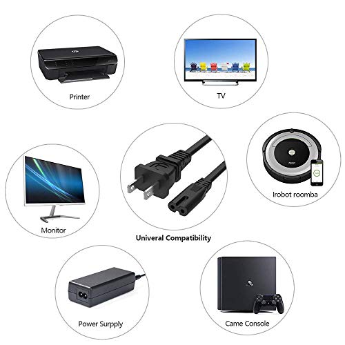 XIONGWEI Cable de alimentación Universal de 2 Clavijas Compatible con Televisiones, PS4 y Xbox One S / X Interlock Universal 16 AWG 1,50m