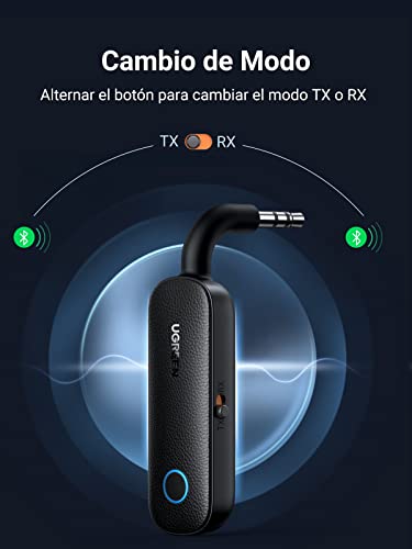 Transmisor Bluetooth 5.0 con Adaptador Jack 3.5 mm de Audio - para TV,  Coche, Auriculares, Altavoces 2 en 1. Emisor y Receptor de Música en Baja