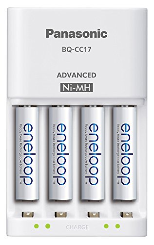 Panasonic K-KJ17MZ104A Eneloop -Cargador de baterías avanzadocon paquete de energía de pilas de colores 10AA y 4AAA