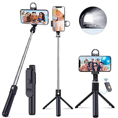 EMAGIE Tripie para Celular Selfie Stick Bluetooth Trípode para Móvil de 360°Rotación Extensible Palo Selfie con Control Remoto para Android iOS GoPro y Otros Celulares Inteligentes