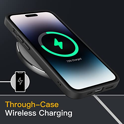 JETech Funda Mate para iPhone 14 Pro 6,1 Pulgadas, Protección contra Caídas Grado Militar Antigolpes, Carcasa Trasera Translúcida Esmerilada, Antihuellas (Negro)