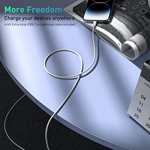 20W Cargador Rápido para iPhone 14, Quntis Cargador USB C Carga Rápida con Cable Tipo C a Lightning de 2m Compatible para iPhone 14 13 12 11 Pro MAX iPhone Mini X XS XR 8 9 Plus iPad Pro - Blanco