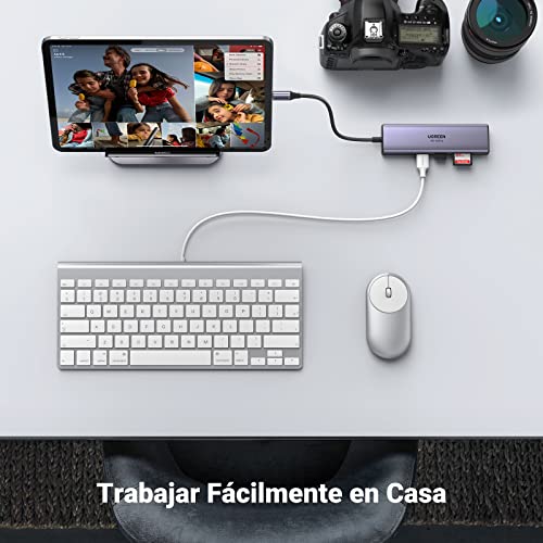 UGREEN Hub USB C, 7 en 1 Adaptador USB C con HDMI 4K 60Hz, Gigabit Ethernet, 100W PD Carga, Lector de Tarjetas SD/TF, 2 USB 3.0, Compatible con MacBook Pro Air M1 M2 iPad DELL Switch Steam Deck