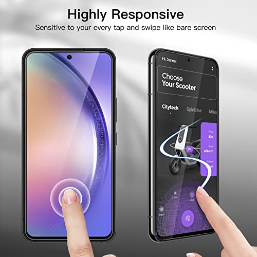 JETech Protector de Pantalla para Samsung Galaxy A54 5G 6.4 Pulgadas y Protector Lente Cámara, Mica Cristal Vidrio Templado, HD Transparente, 2 Paquetes Cada Uno
