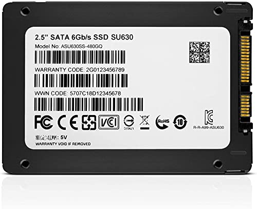 ADATA Unidad de Estado Sólido SSD SU630 480 GB 3D NAND , SATA III,QLC,2.5",520 MB/s de lectura y 450 MB/s de escritura