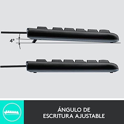 Logitech MK120 Combo Teclado y Mouse con Cable para Windows, Mouse óptico con Cable, Teclado Tamaño Normal, USB Plug-and-Play, Compatible con PC, Laptop - Negro