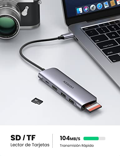  Lector de tarjetas USB C a SD/Micro SD, adaptador de tarjeta de  memoria USB-C 4 en 1 a cámara con puerto de carga para iPhone 15/iPad Pro,  adaptador USB 3.0 hembra