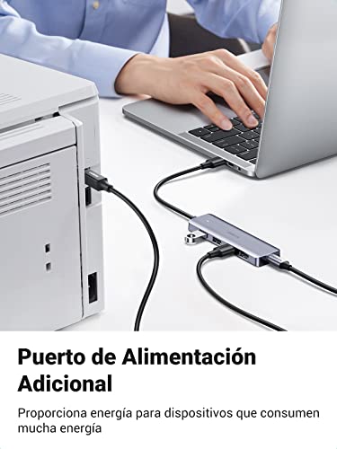 UGREEN Hub USB 3.0, Adaptador de USB 3.0 4 Puertos SuperSpeed 5Gbps Compatible con Macbook, Macbook Pro, PC, Portátil, PS4, PS5, Xbox, Memoria USB, Ratón, Teclado
