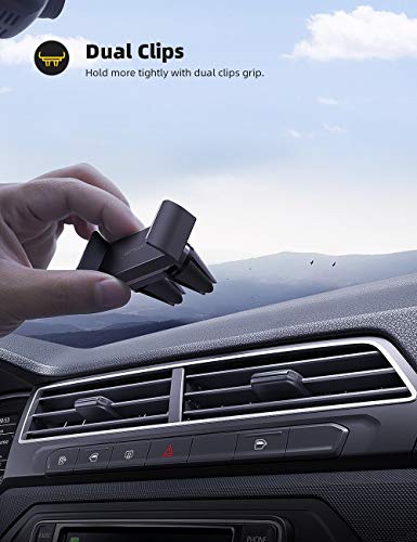 Lamicall Soporte Celular Auto, Porta Celular Auto - Carro de Rejillas de Ventilación Salidas de Aire para iPhone 12 Mini, 12 Pro MAX, 11 Pro, XS MAX XR X, 8, 7, 6S, Samsung A71 A51 S20 S10 S9, Android Smartphones - Negro