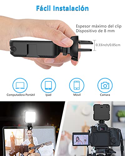 ZZCP Aro de Luz con Tripie, Anillo de Luz con 3 Modos de Iluminación y 10 Brillo Ajustable, Luz de Relleno Portatil 2500K-6500K Regulable con Clip, Adecuada para Tik Tok, Fotografia, Video, Celular