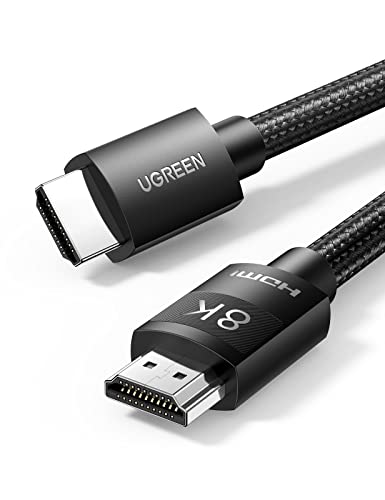 UGREEN Cable HDMI 2.1 8K, Alta Velocidad 48Gbps 120Hz 60Hz Nylon Trenzado Soporte Dynamic HDR eARC Dolby Atmos HDCP Compatible con PS5 PS4 Xbox TV Proyector de Blu-ray, 2M