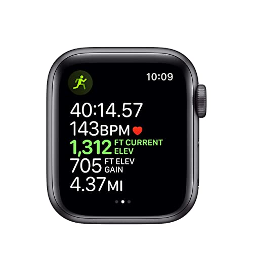 Apple Watch Series 5 (GPS, 44 mm) - Caja de Aluminio Gris Espacial con Correa Deportiva Negra (Reacondicionado)