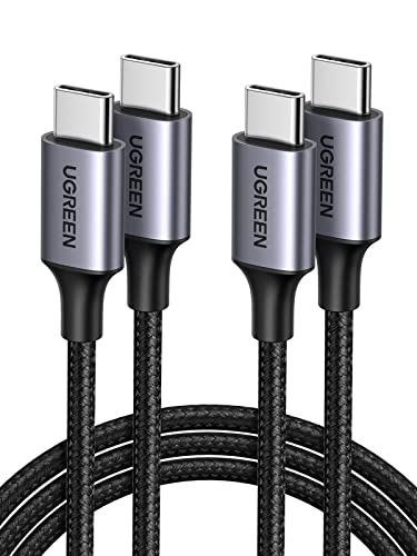 UGREEN Cable USB C a USB C 2 Unidades, 60W PD Carga Rapida 20V 3A, Nylon Trenzado, 2M Cargador USB Tipo C a Tipo C Compatible con Galaxy S23 S22 S21, Macbook Pro 2021, iPad Pro 2021, LG, 2M