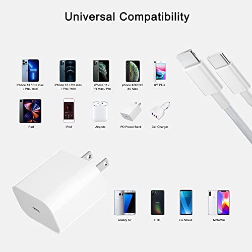 20W Cargador USB C con Cable a Light-ing 1 M, Tipo C Cargador Carga Rapido Power Delivery 3.0 Enchufe USB C Cargador Rápido Adaptador Compatible con Phone 13/12/ SE 2020/11/ X/Pad
