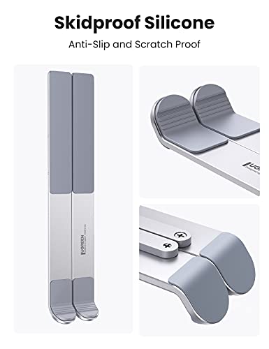 UGREEN Soporte para Laptop, Aluminum Soporte Portátil, Plegable y 5 Altura Ajustable Laptop Soporte de Ventilado con Altura Ergonómica para Portátiles y Tabletas de 8-17.3pulgadas