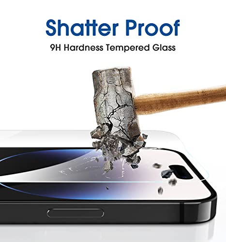 amFilm [2 Piezas] OneTouch Diseñado para iPhone 14 Pro Max 6.7'' Protector de Pantalla, Mica Cristal Vidrio Templado, Más Fácil de Instalar, sin burbujas, Cobertura Total, Compatible con Estuches