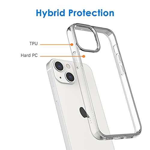 JETech Funda para iPhone 13 6,1 Pulgadas, Anti-Amarillo Carcasa de Parachoques Prueba Golpes, Respaldo Transparente Antiarañazos (HD Clara)