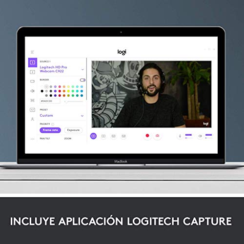 Logitech C920 HD Pro Webcam, Videoconferencias 1080P FULL HD 1080p/30 fps, Sonido Estéreo, Corrección de Iluminación HD, Skype/Google Hangouts/FaceTime, Para Gaming, PC/Mac/Android/Chromebook - Negra