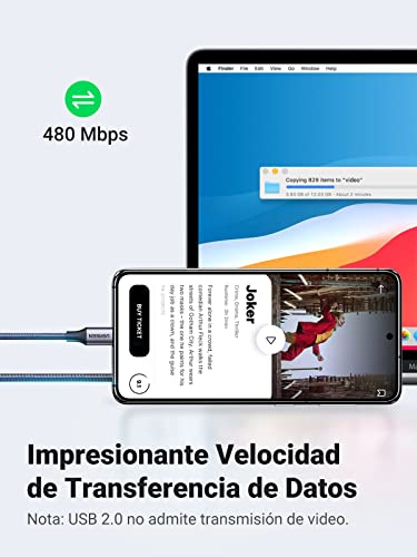 UGREEN Cable USB C a USB C 2 Unidades, 60W PD Carga Rapida 20V 3A, Nylon Trenzado, 2M Cargador USB Tipo C a Tipo C Compatible con Galaxy S23 S22 S21, Macbook Pro 2021, iPad Pro 2021, LG, 2M