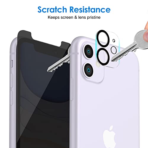 JETech Protector de Pantalla Privacidad para iPhone 11 6,1 Pulgadas, con Protector de Lente de Cámara, Mica Película de Cristal Vidrio Templado Anti Espía, 2 Paquetes Cada Uno