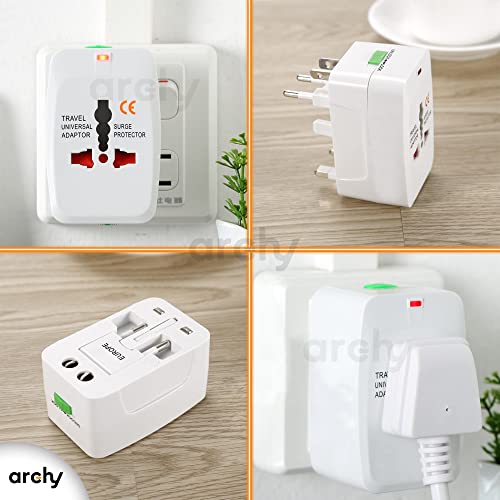 Archy Convertidor Adaptador de Enchufe Europeo Cargador Internacional para Viajes Enchufe Adaptador Universal Todo en Uno Múltiples Conexiones Europeo Japon China Canadá USA EU UK AU XO8101