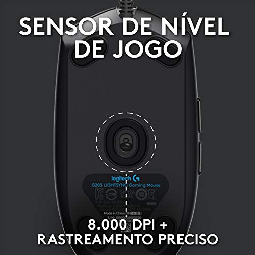 Logitech G203 LIGHTSYNC Mouse Gaming con Iluminación RGB Personalizable, 6 Botones Programables Seguimiento de hasta 8,000 DPI, Ultra-ligero - Negro