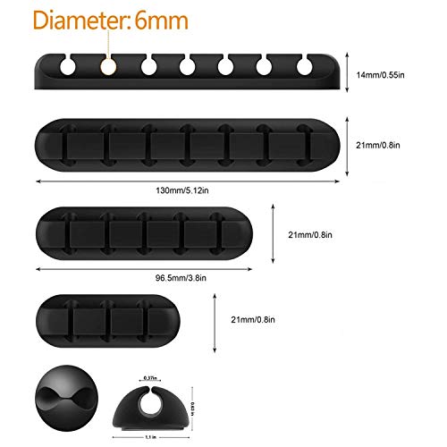 9 Clips Duraderos para Cable,Clips Organizador de Cables, Sujetador de Cables, Administrador Adhesivo de Cables Silicon, Abrazadera de Cables Ideal， Sostiene y Esconde los Cables en la Mesa, Organiza y Gestiona los Cables de alimentación de la TV, PC, Po