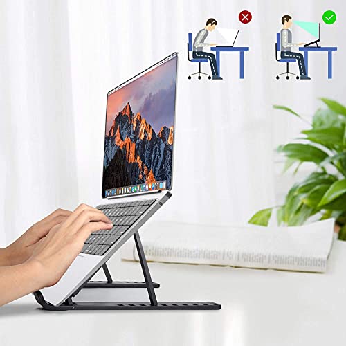 WAYAMY Soporte Portatil, Multiángulo Ventilado Refrigeración Soporte Portatil Mesa 10 Niveles Adjustable Soporte Ordenador Portátil Antideslizante Resistente para 10-15.6 Pulgadas Laptop ( ABS Negro)