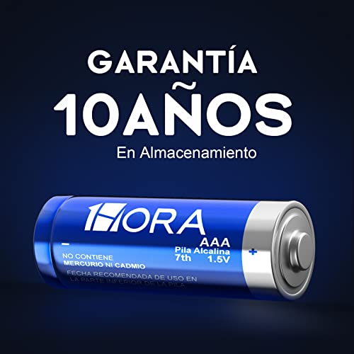 1 Hora Pilas AAA, Paquete de 40 Pilas Alcalinas AAA LR03 1.5V Larga Du