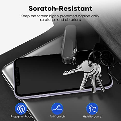 JETech 4 Vías 360° Privacidad Protector de Pantalla para iPhone 11/iPhone XR 6,1 Pulgadas, Mica Cristal Vidrio Templado Anti Espía Cobertura Completa, Herramienta de Instalación Fácil, 2 Unidades